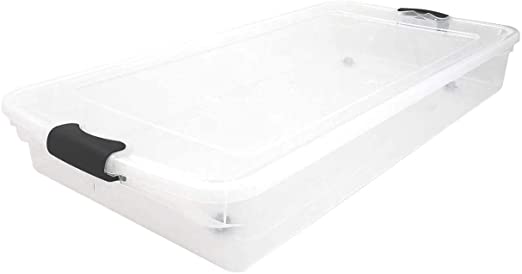 HOMZ 3470CLGRDC.02 Clear underbed Storage Container with lid, 60 Quart, Grey, 2 Count