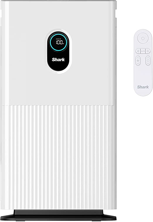Shark HE601 Air Purifier 6 True HEPA Covers up to 1200 Sq. Ft, Captures 99.98% of Particles, dust, allergens, viruses, Smoke, 0.1–0.2 microns, Advanced Odor Lock, Quiet, 6 Fan, White