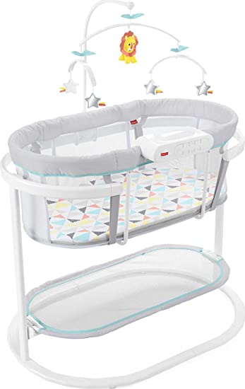 Fisher-Price Soothing Motions Bassinet Windmill, Baby Cradle with sway Motion, Light Projection, Overhead Mobile, Vibrations and Music