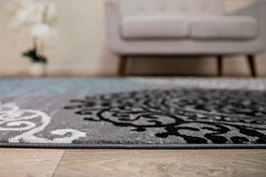 Contemporary Modern Floral Gray 3'3" x 5' Indoor Soft Area Rug