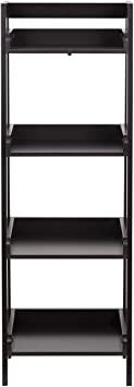 4-Tier Ladder Shelf, Bathroom Shelf Freestanding, 4-Shelf Spacesaver Open Wood Shelving Unit, Ladder Shelf (Espresso)