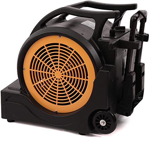 MOUNTO 3-Speed 1Hp 4000cfm Air Mover Floor Carpet Dryers with Handle Wheelkit (Black)