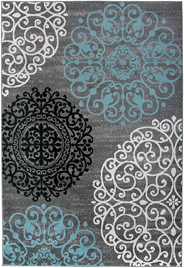 Contemporary Modern Floral Gray 3'3" x 5' Indoor Soft Area Rug
