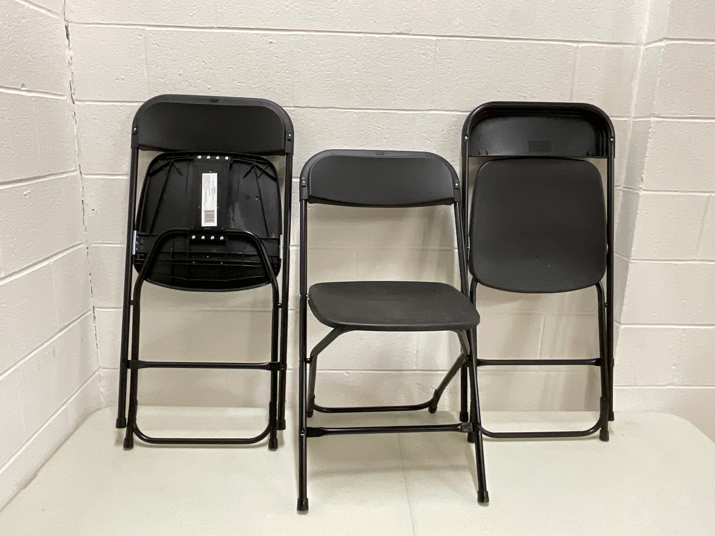 Plastic Folding Chair, 800 lbs. Capacity, Black - Lot of 10