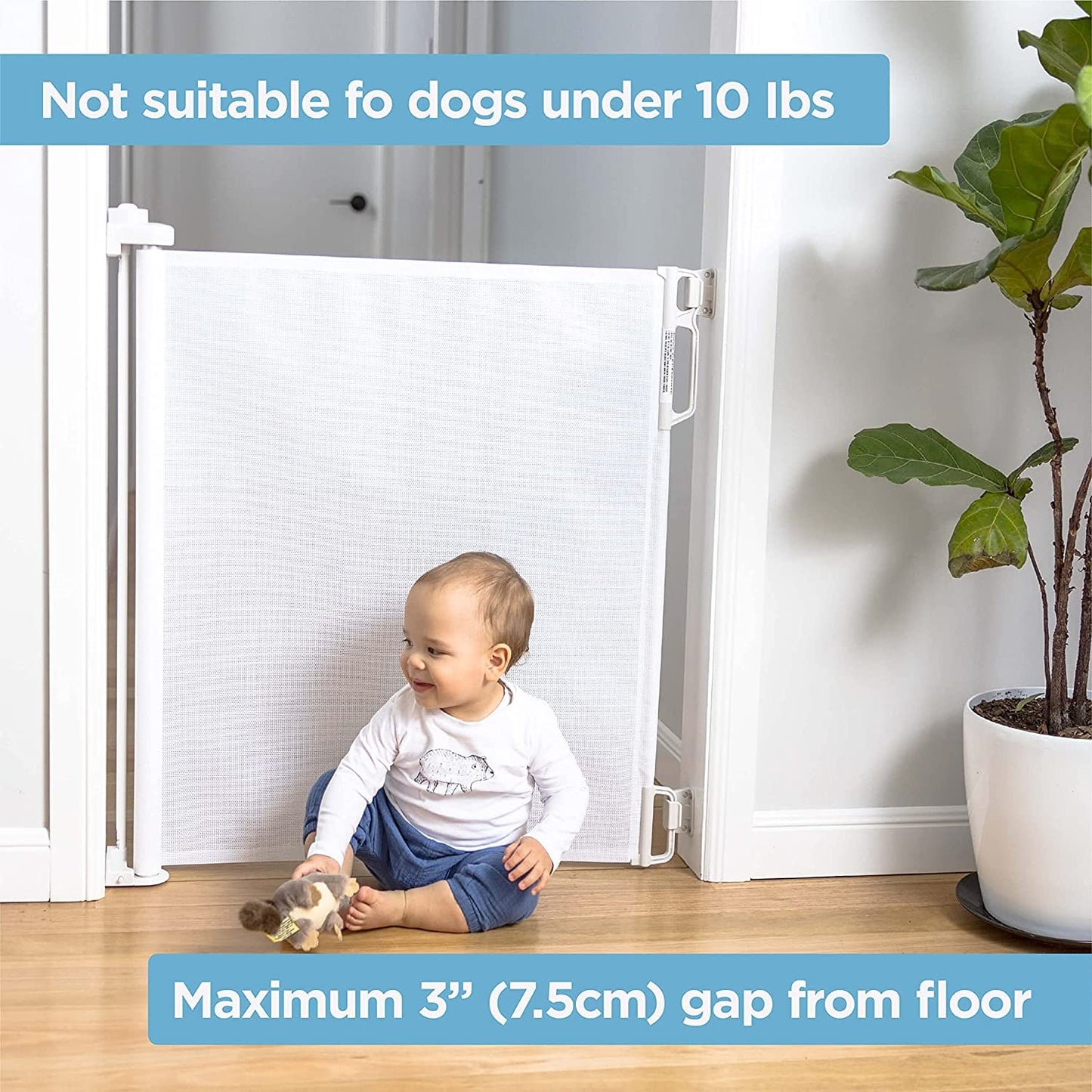 Perma Child Safety Indoor/Outdoor Retractable Baby Gate 33" Tall, Extends to 71" Wide, White