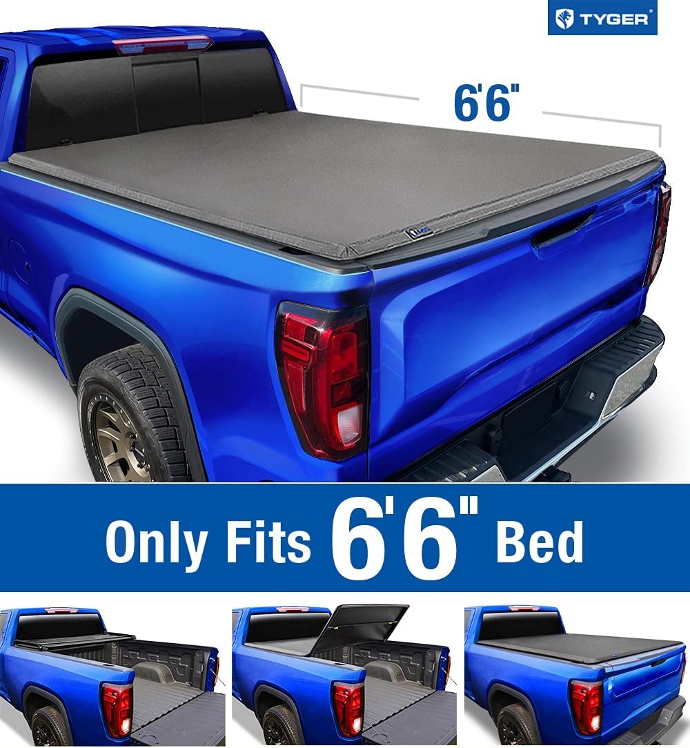 Tyger Auto T3 Soft Tri-Fold Truck Bed Tonneau Cover Compatible with 2019-2022 Chevy Silverado / GMC Sierra 1500 New Body Style | Fleetside 6'6" Bed (78")