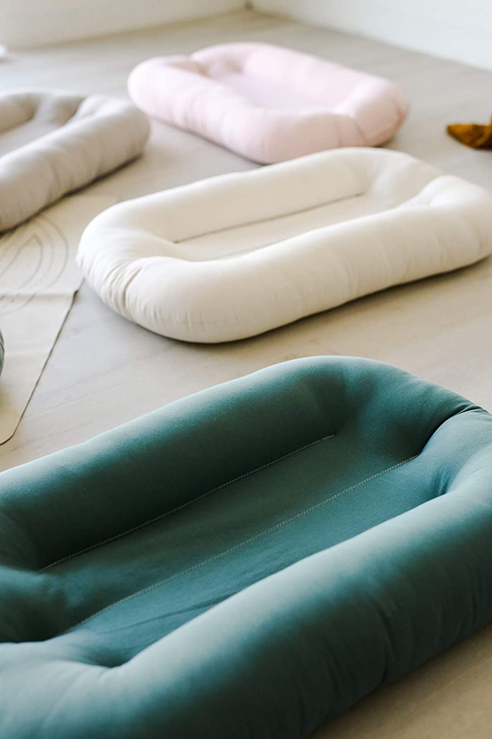Snuggle Me Organic Bare | Baby Lounger & Infant Floor Seat | Newborn Essentials | Organic Cotton, Fiberfill | Moss