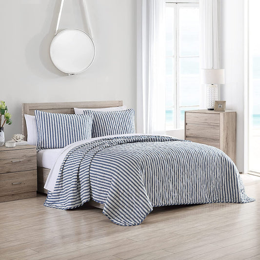 Stone Cottage | Willow Way Collection | Quilt Set-100% Cotton, Reversible, Lightweight & Breathable Bedding with Matching Shams, Pre-Washed for Added Softness, King, Indigo