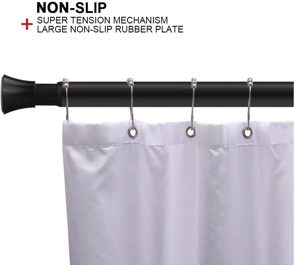 BRIOFOX Shower Curtain Rod, 43-73 inches Never Rust Non Slip shower Rod, Matte Black