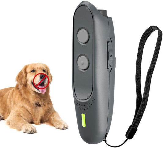 Tyasoleil Anti Barking Device, Ultrasonic Dog Bark Deterrent 2 in 1 Training Aid Tool, Handheld Stop Barking Repeller with 3 Modes, Beep Warning, 16.4ft Range, Rechargeable, LED Indicate