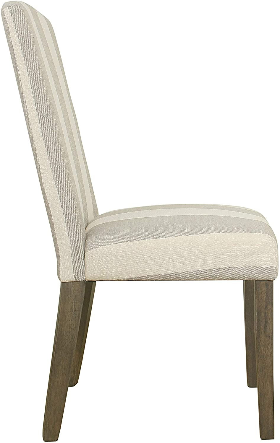 HomePop Parsons Classic Upholstered Accent Dining Chair with Curved Top, Set of 2, Grey Stripe