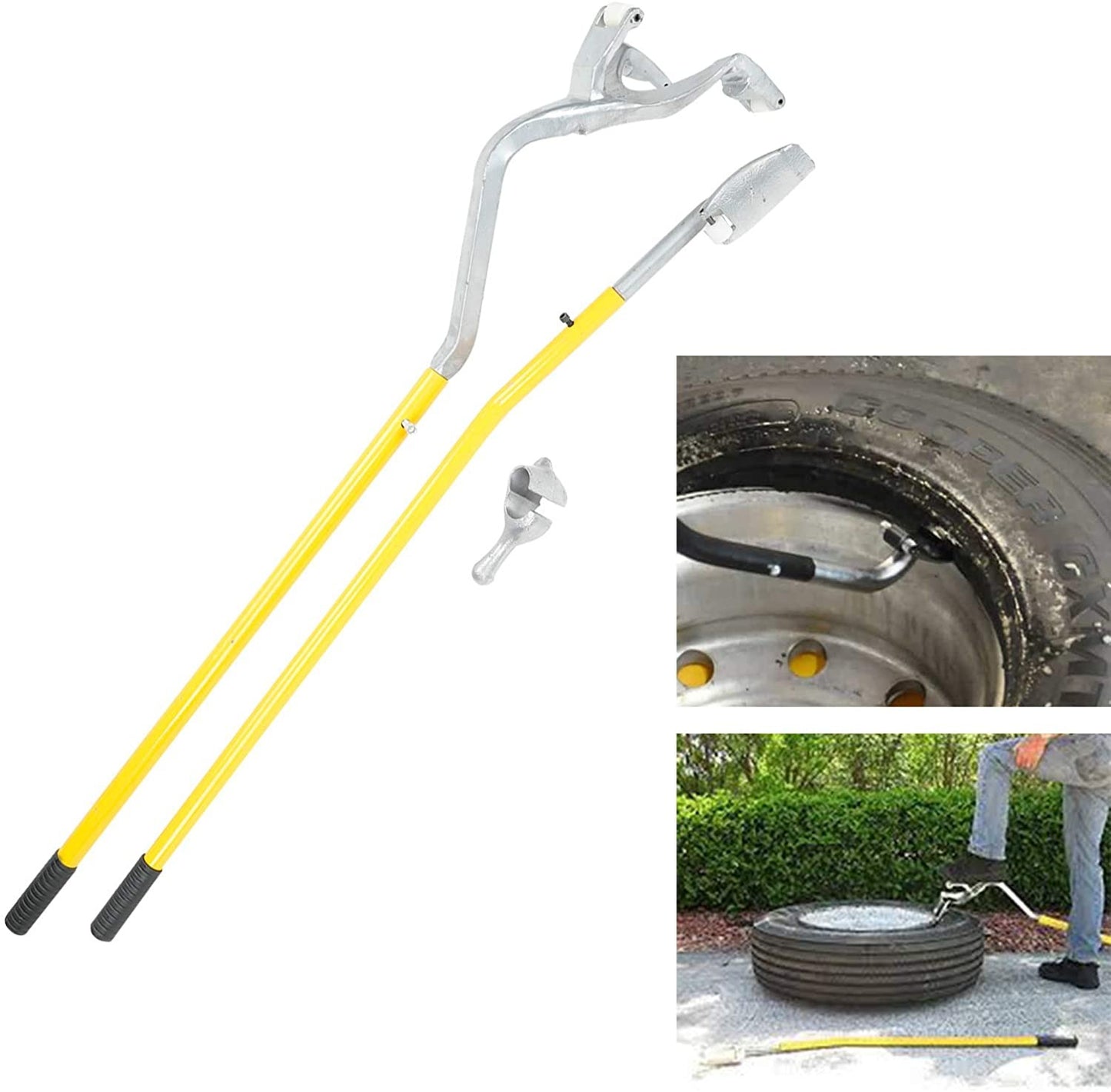 BLACKHORSE-RACING 17.5" to 24.5" Tire Changer Mount Demount Removal Tool Tubeless Truck Extra Bead Keeper Yellow