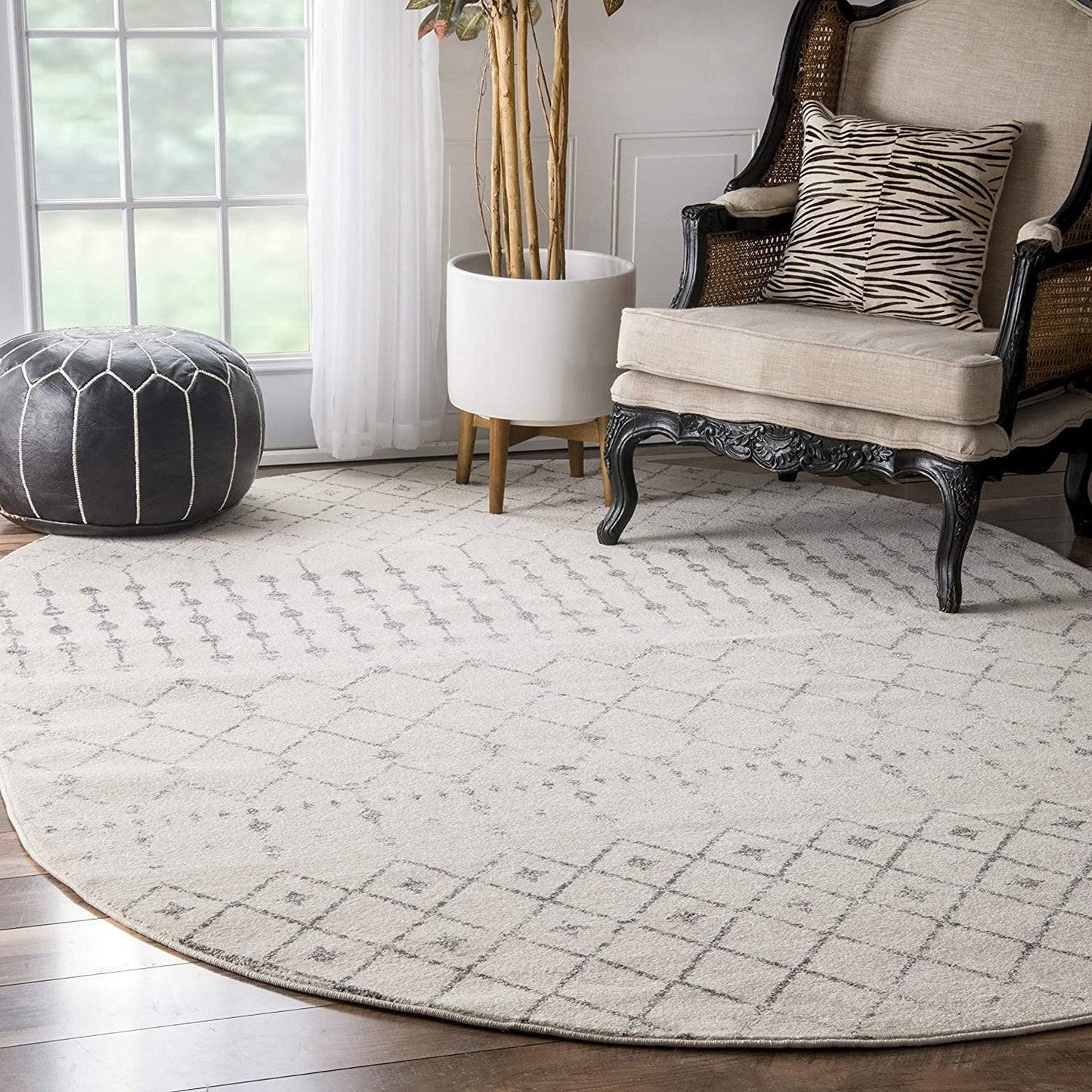 nuLOOM Moroccan Blythe Area Rug, 6' 7" x 9' Oval, Grey/Off-white