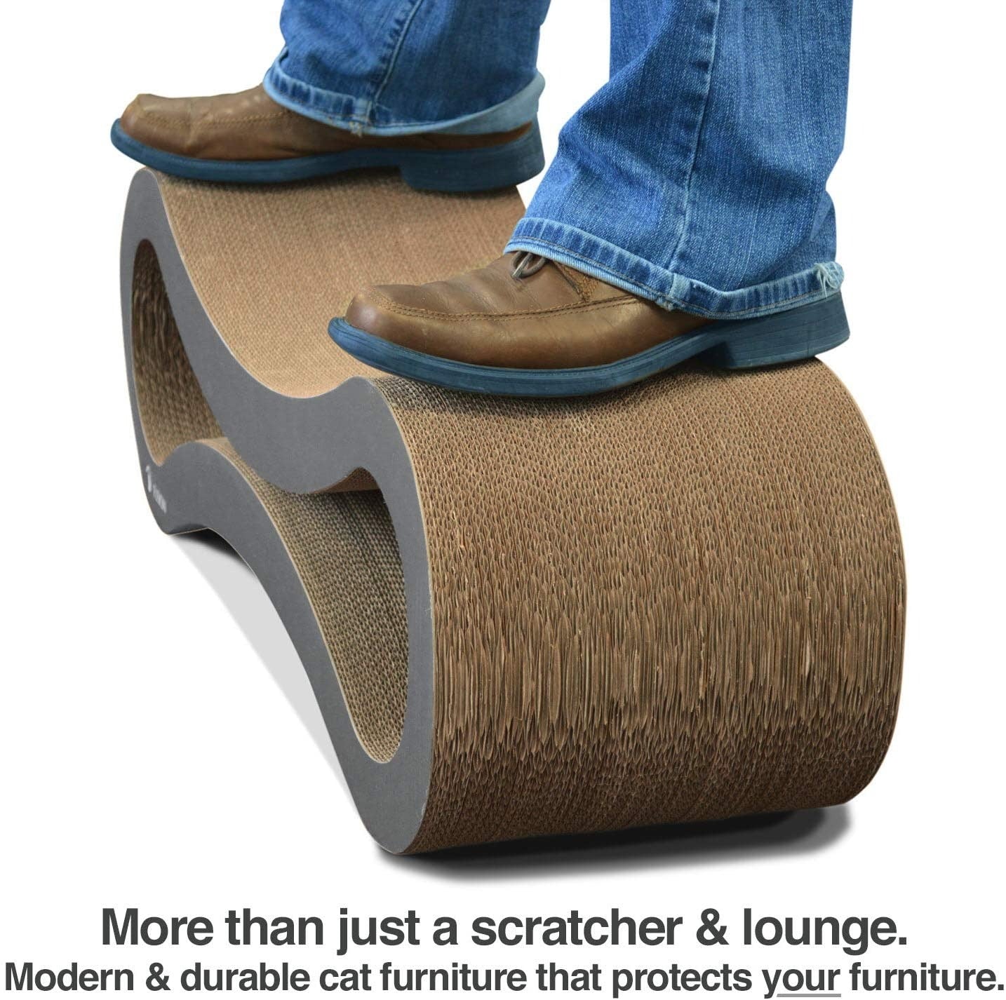 PetFusion Ultimate Cat Scratcher Lounge. Scratch, Play, & Perch! Superior Cardboard & Construction, Significantly Outlasts Cheaper Alternatives.