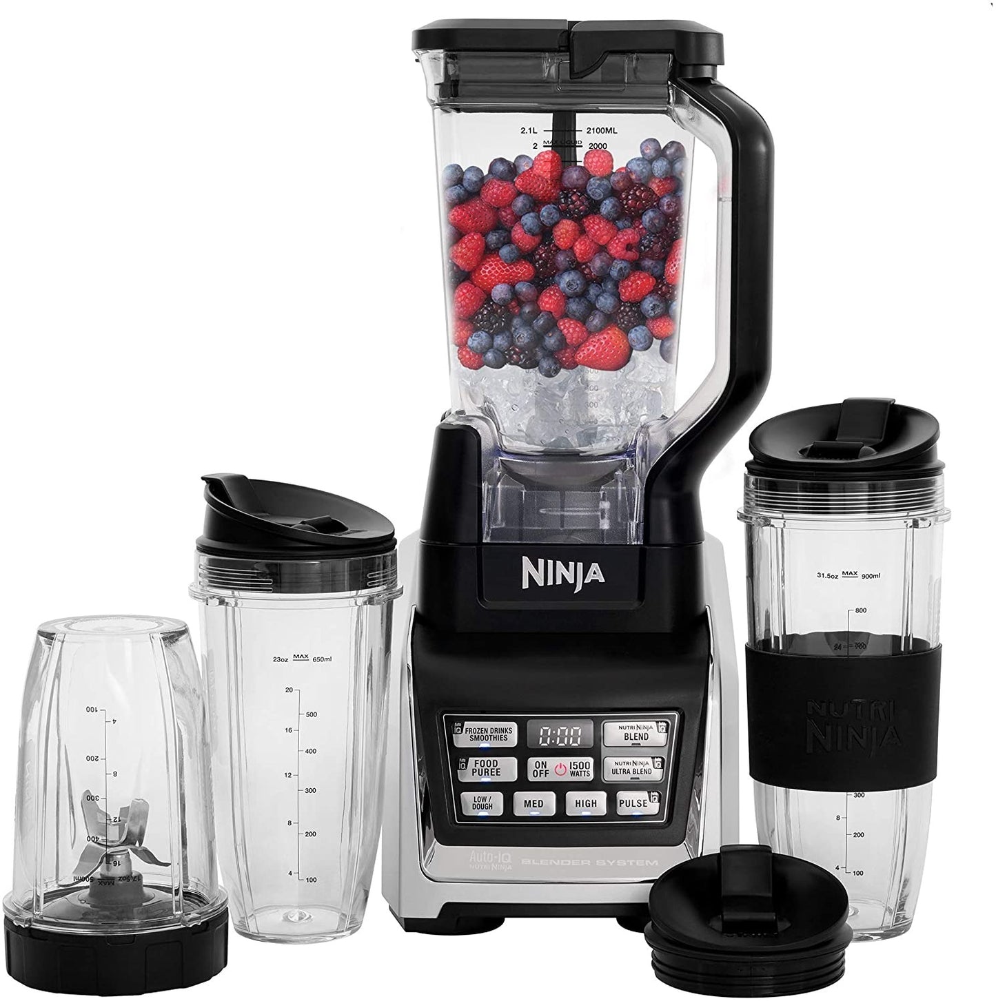 Nutri Ninja BL642 Personal and Countertop Blender with 1200-Watt Auto-iQ Base, 72-Ounce Pitcher, and 18, 24, and 32-Ounce Cups with Spout Lids