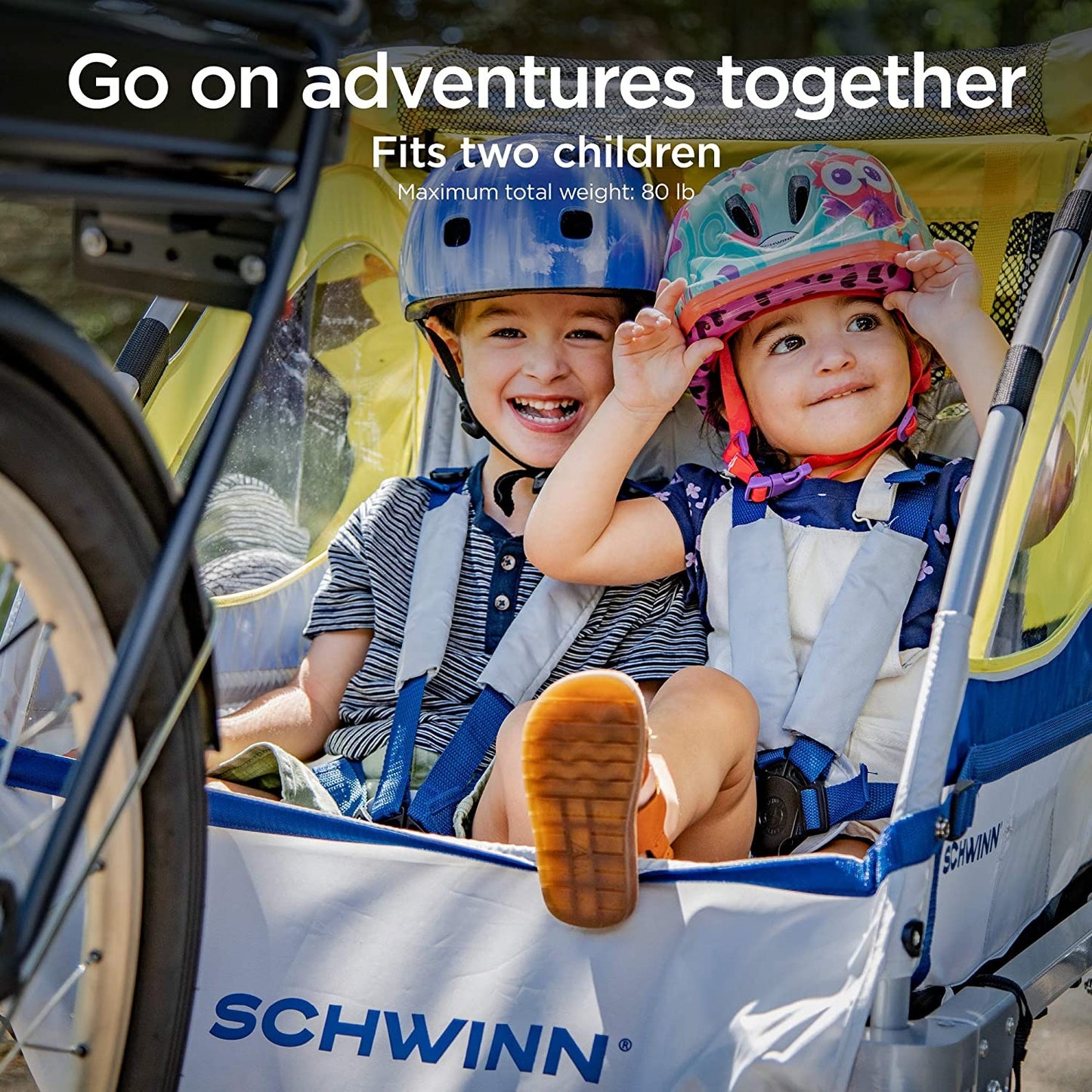 Schwinn Echo, and Trailblazer Child Bike Trailer, Single and Double Baby Carrier, Canopy, 16-20-inch Wheels
