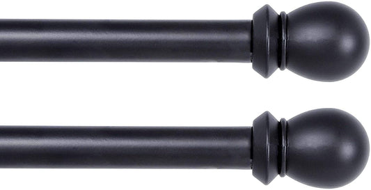 Kenney KN85001 Scroll Bracket Double Window Curtain Rod Set, 48 to 86-Inch, Black