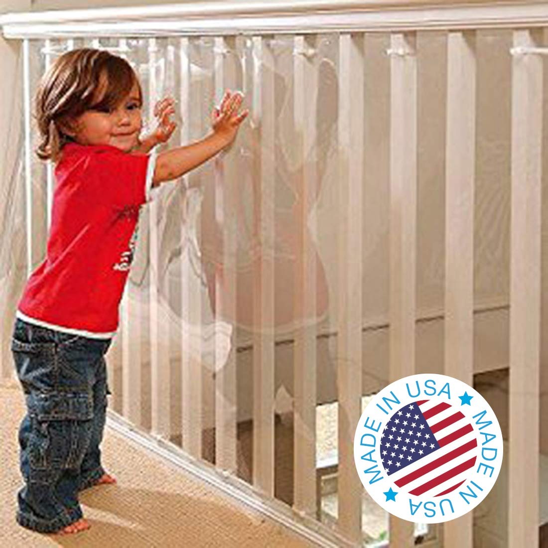 Kidkusion Indoor/Outdoor Banister Guard, Clear, 15'
