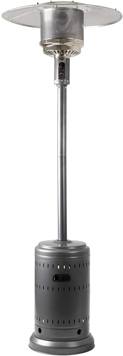 Amazon Basics 46,000 BTU Outdoor Propane Patio Heater with Wheels, Commercial & Residential - Slate Gray
