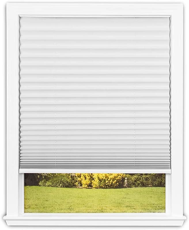 Redi Shade Easy Lift Trim-At-Home Cordless Pleated Light Blocking Fabric Shade (Fits Windows 19"-36"), 36 inch x 64 inch, White