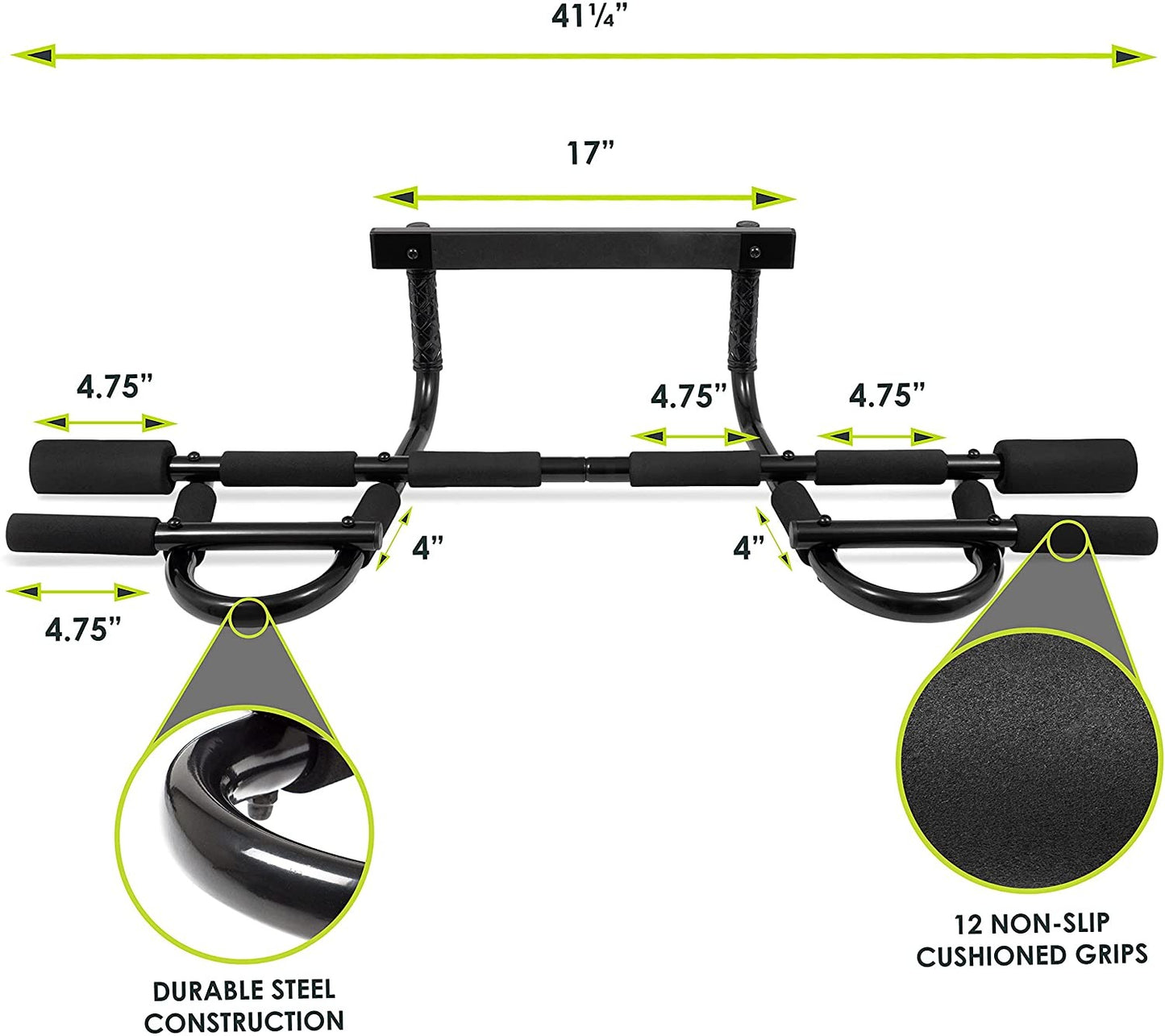 Prosource Multi-Use Doorway Chin-Up/Pull-Up Bar, Portable & Easy Storage – Fitness Trainer for Home Gym Exercise